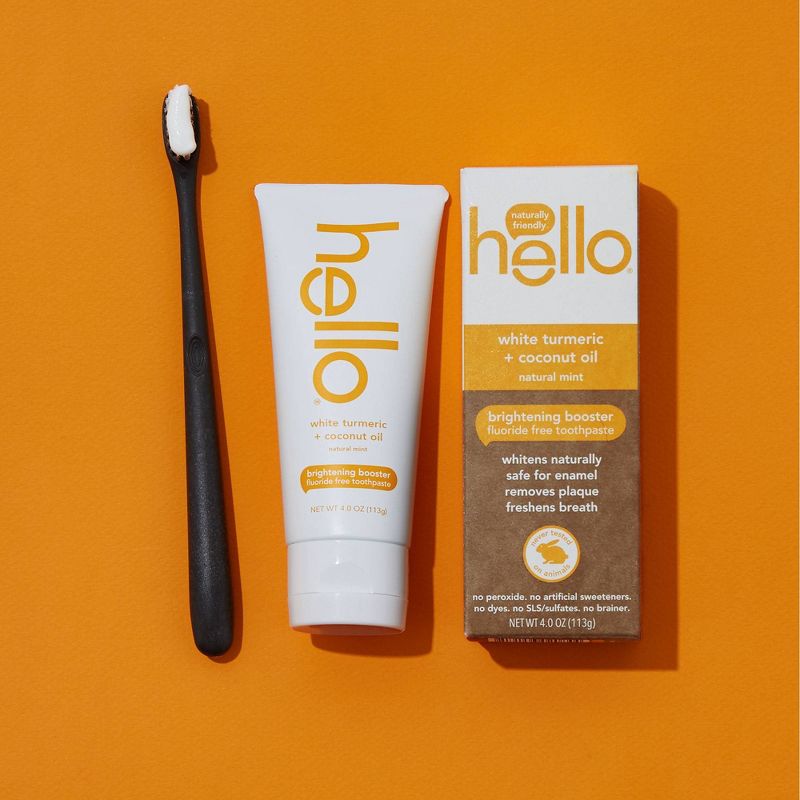 hello Brightening Booster White Turmeric Natural Mint Fluoride Free Toothpaste - 4oz