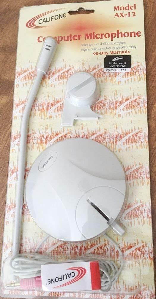 Califone AX-12 Computer Microphone, Adjusts to Fit Students of all Sizes, High Sensitivity Mic Ensures Accurate Voice Representation, 7' Cable with 3.5mm Stereo Plug