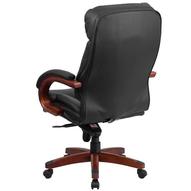 High Back Leather Executive Swivel Ergonomic Office Chair with Synchro Tilt and Arms Black - Riverstone Furniture