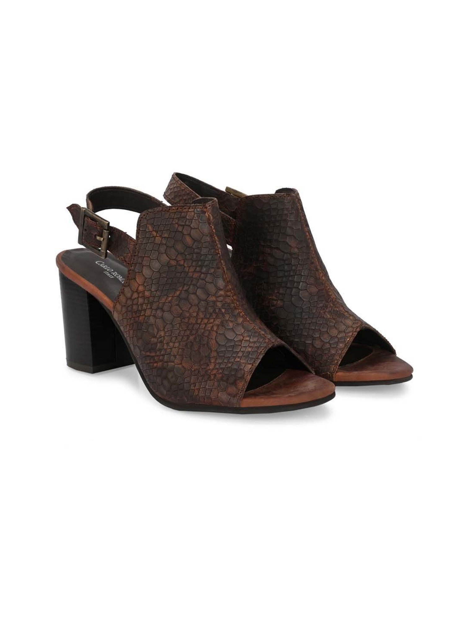 Carlo Romano Women's Brown Ankle Strap Sandals