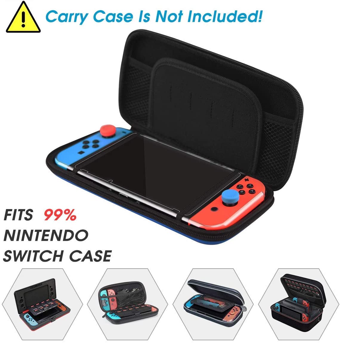 HEYSTOP Case Compatible with Nintendo Switch Case Screen Protector,TPU Protective Heavy Duty Cover Case for Nintendo Switch with Shock Absorption and Anti-Scratch (Black)