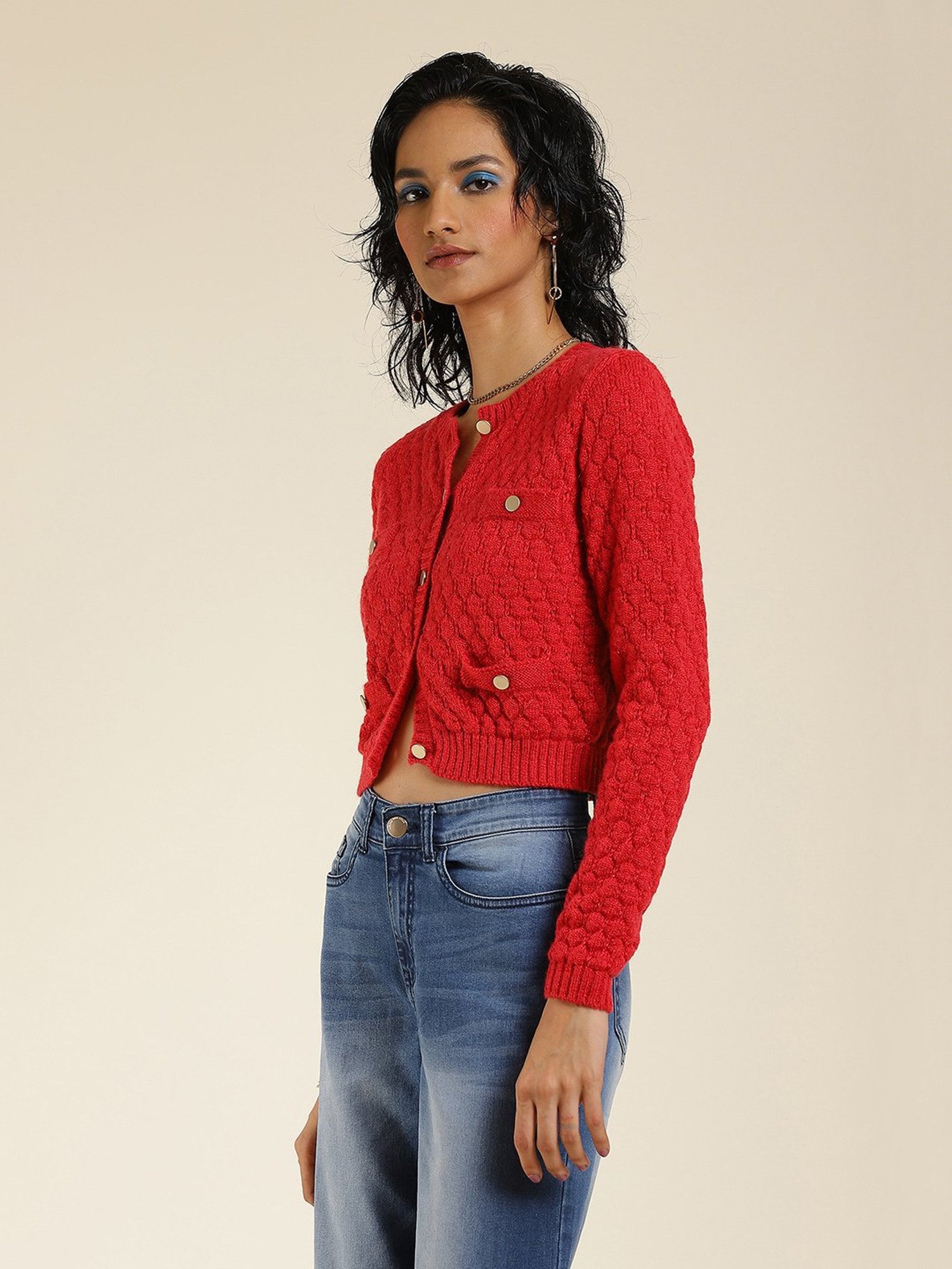 Label Ritu Kumar Red Cardigan