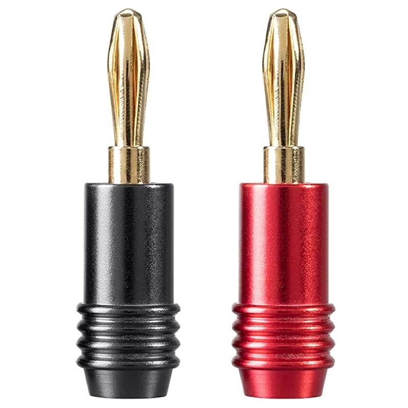1 Pair Affinity Series 24k Gold Speaker Banana Plug,Black/Red