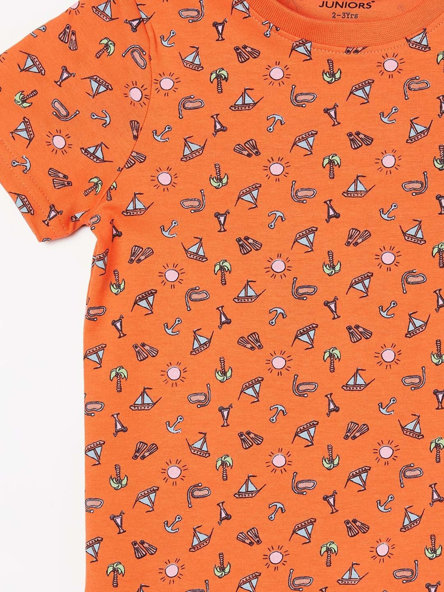 Juniors by Lifestyle Kids Orange Cotton Printed T-Shirt
