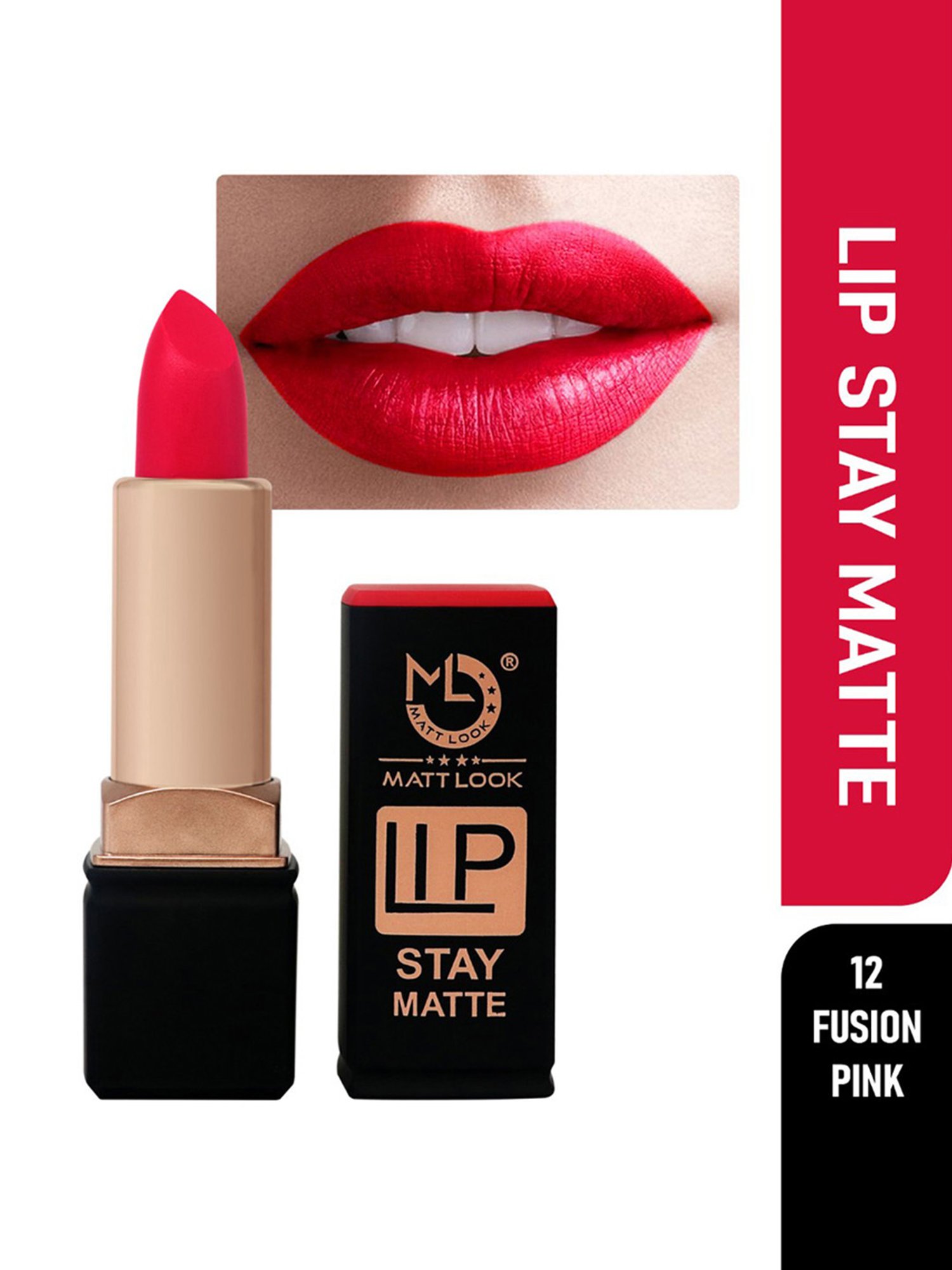 Matt Look Lip Stay Matte Lipstick 12 Fusion Pink - 3.5 gm