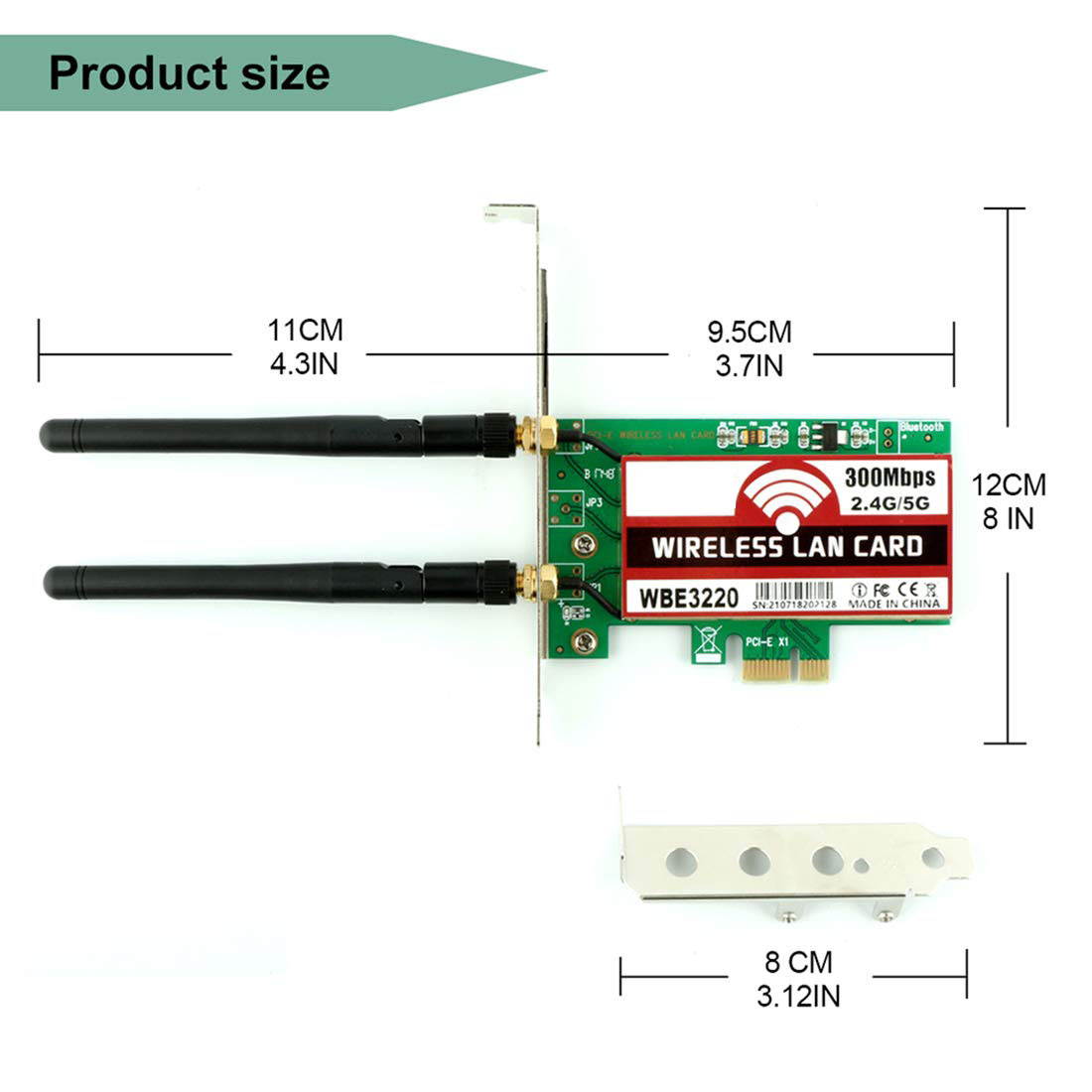 Wireless Network Card WiFi Adapter PCIe WiFi Card Werleo 3220 WiFi Card 5Ghz / 2.4Ghz Dual-Band WiFi Network Adapter Card Wireless Adapter for Desktop PC