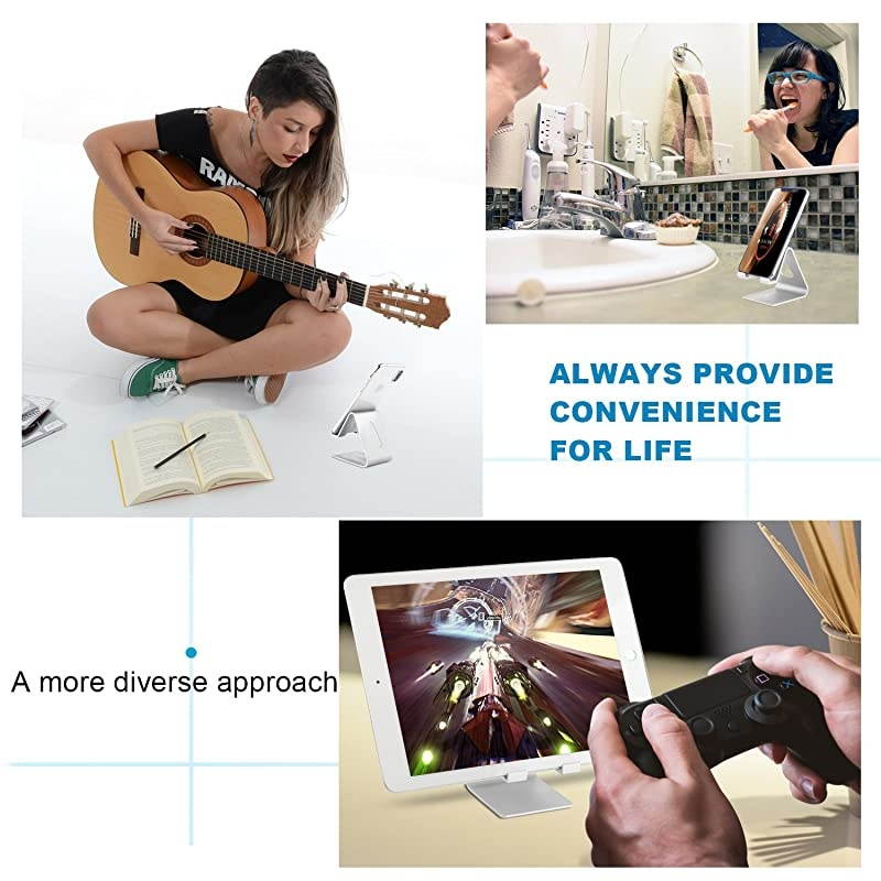 Cell Phone Stand,?2 Pack? Mobile Phone Anti-Skid Holder, Cradle, Dock Compatible Android Smartphone, Phone 11 Pro Xs Max Xr X 8 7 6 6s Plus 5s, Accessories Desk - Silver