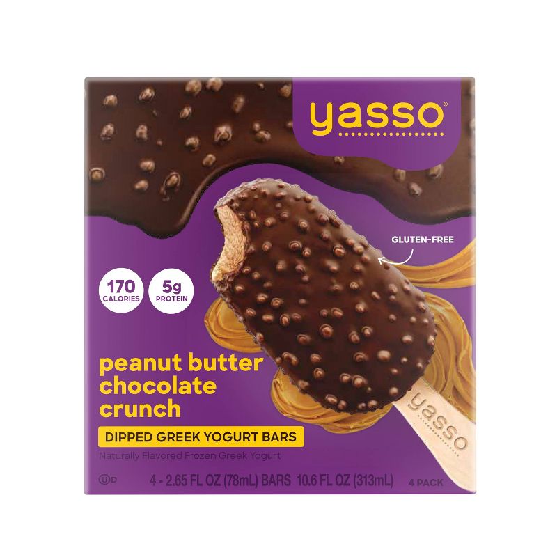 Yasso Frozen Greek Yogurt Indulgent Peanut Butter Dark Chocolate Crunch - 4ct