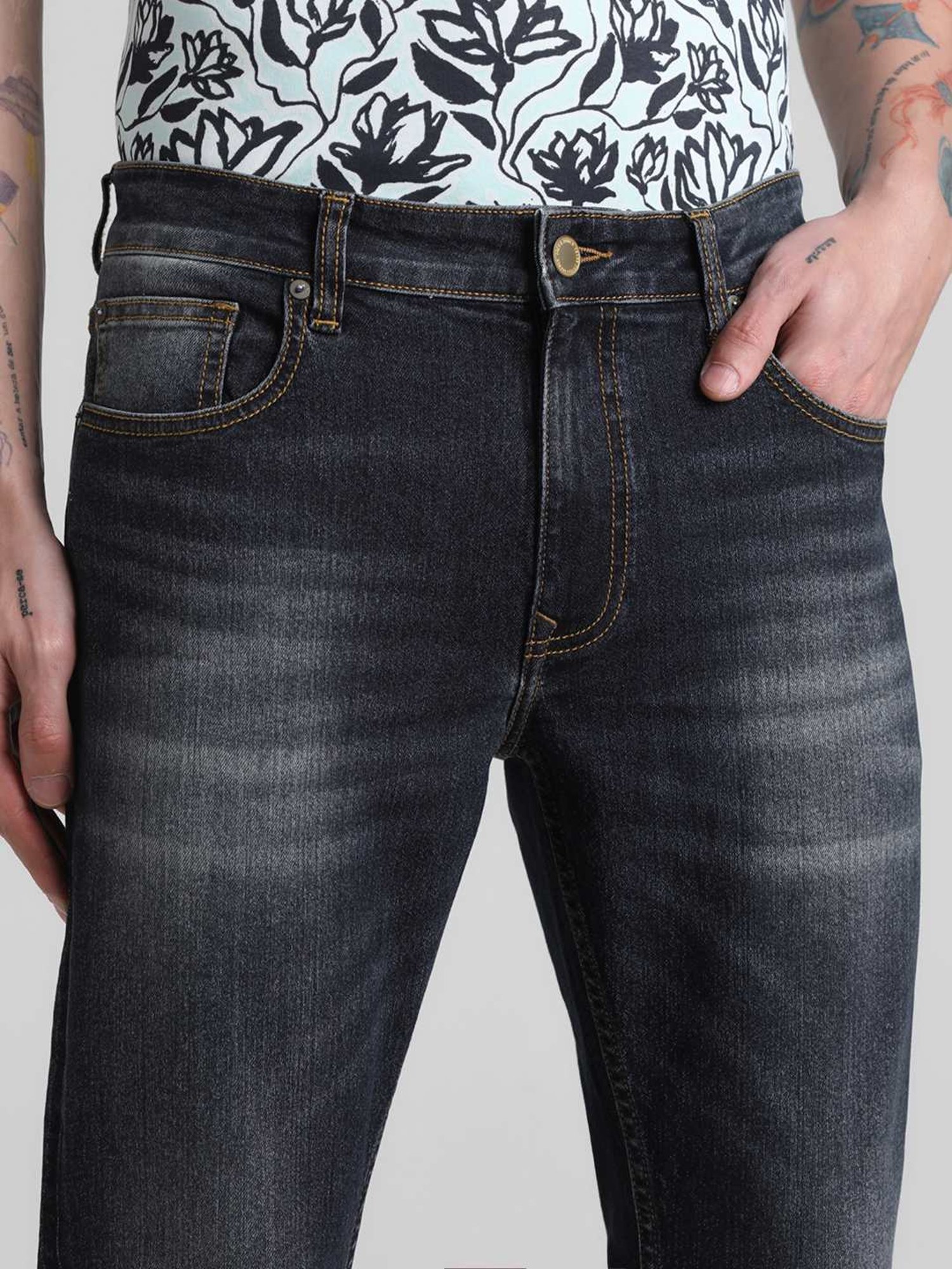 Jack & Jones Dark Blue Denim Cotton Skinny Fit Jeans