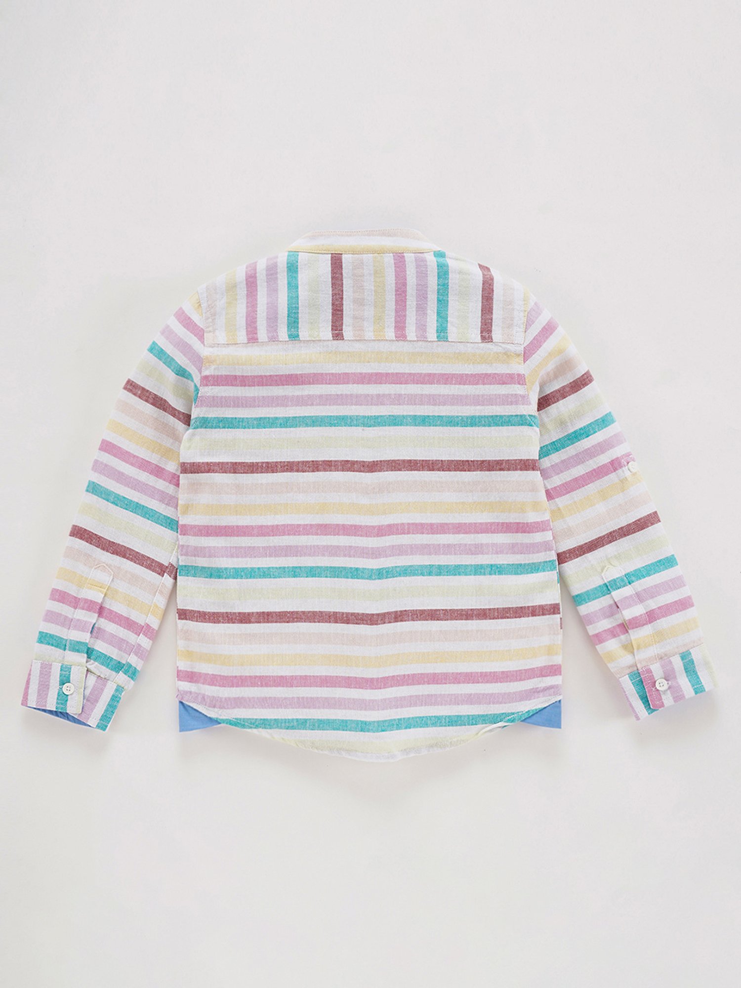 Ed-a-Mamma Kids White Striped Full Sleeves Shirt