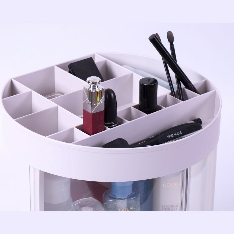 Basicwise White Plastic Makeup Organizer with Sliding Doors