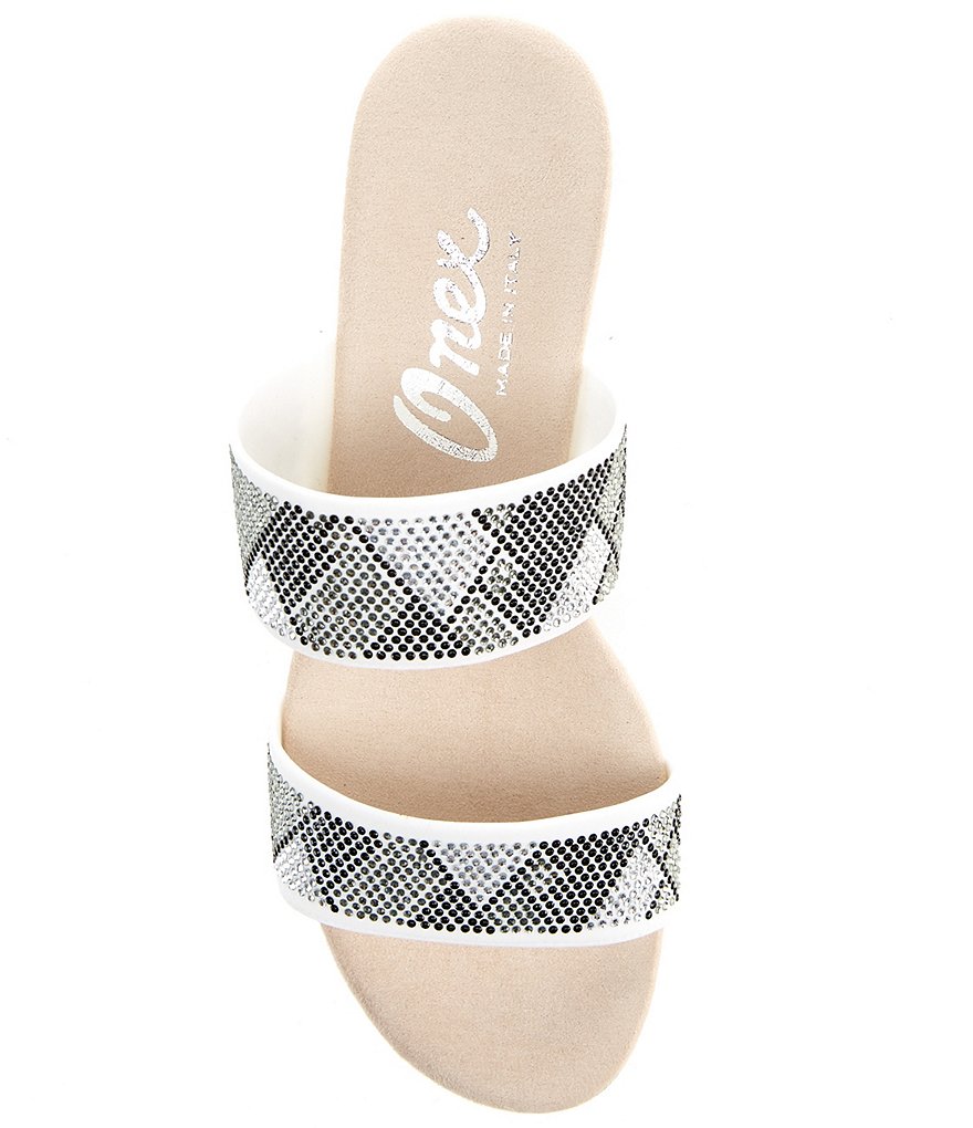 Onex Zenna Stretch Rhinestone Pave Sculptural Heel Dress Slides