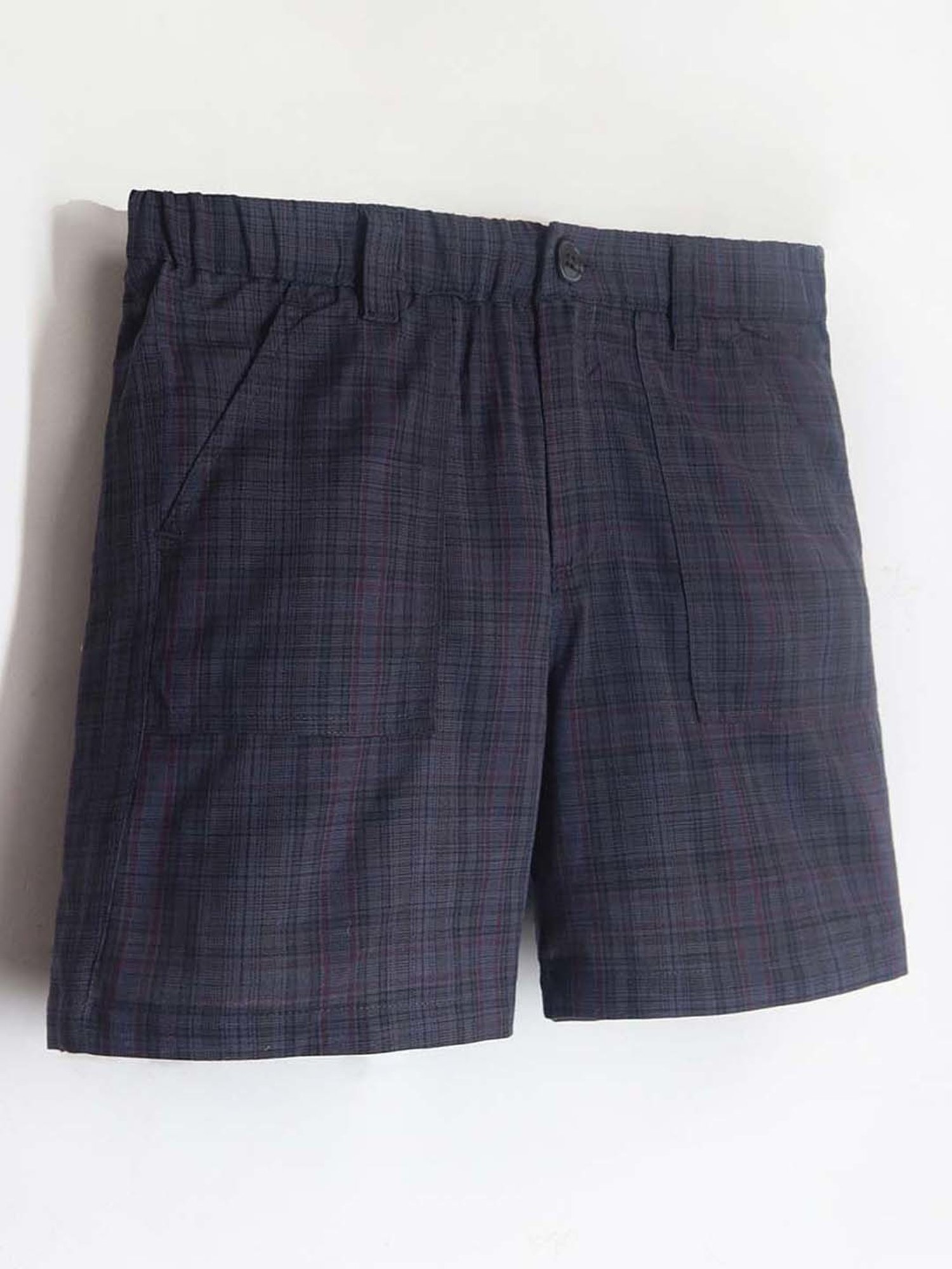 Cherry Crumble By Nitt Hyman Kids Navy Cotton Chequered Shorts