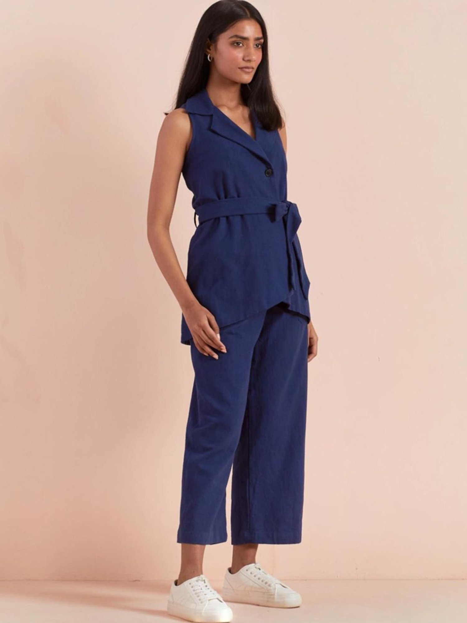Priya Chaudhary Dark Blue Yasha Twill Cotton Pant