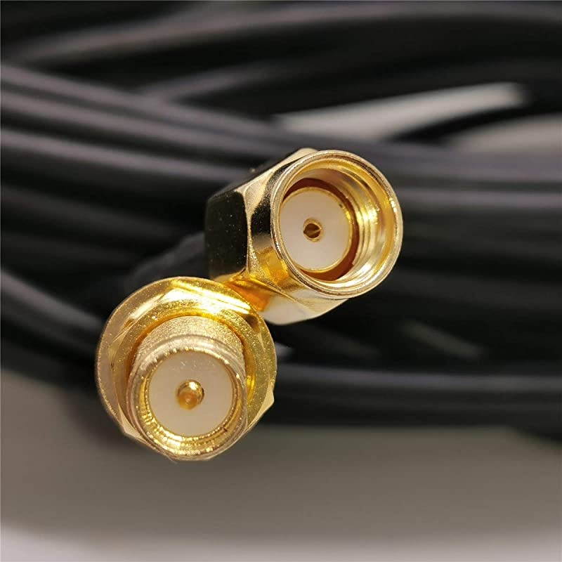 RPSMA Male to Female WiFi Antenna Connector Extension Cable Black 16ft