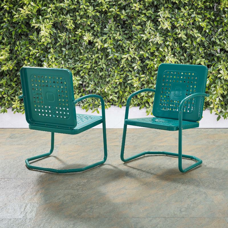 2pk Bates Outdoor Metal Chairs Turquoise - Crosley