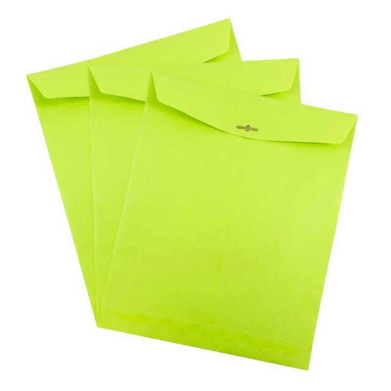 JAM Paper 50pk 10 x 13 Open End Catalog Envelopes with Clasp Closure - Lime Green