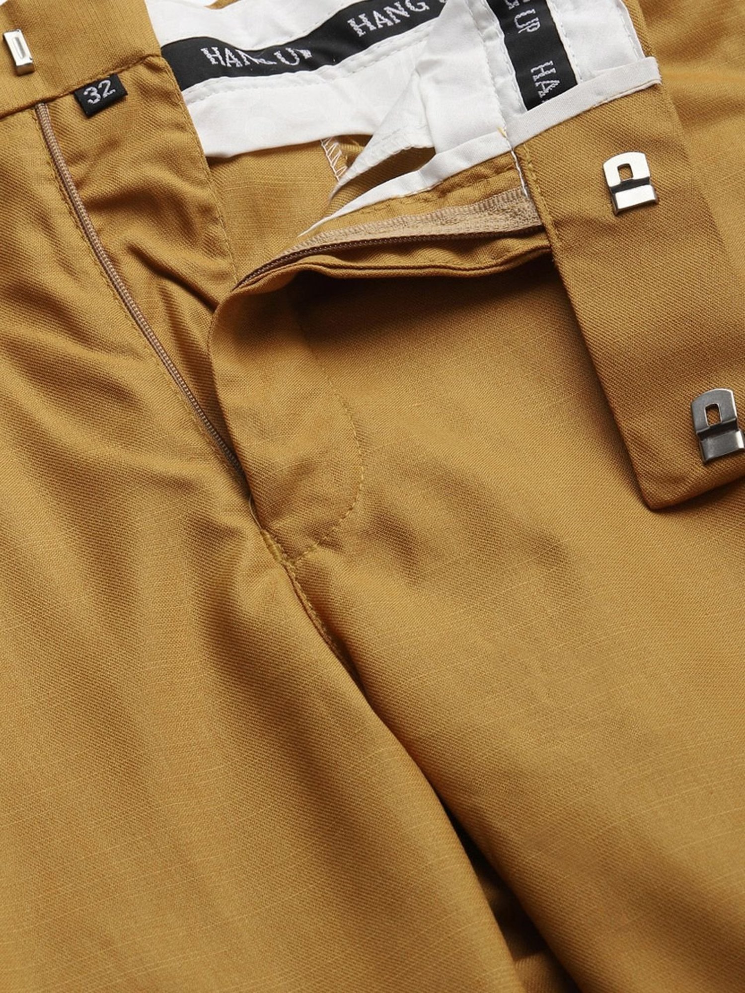 Hangup Mustard Regular Fit Flat Front Trousers