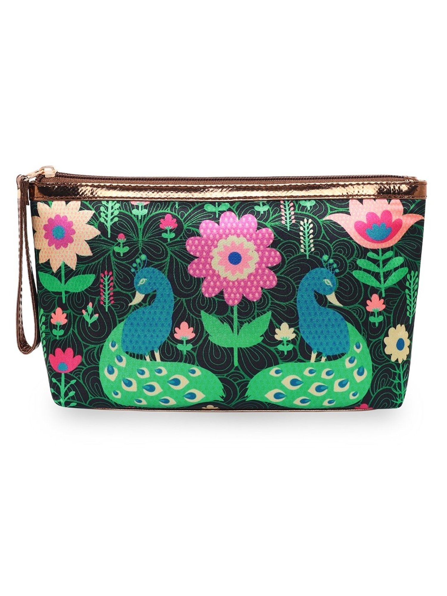 Sabhyata Peacock Multicolor Printed Small Wristlet