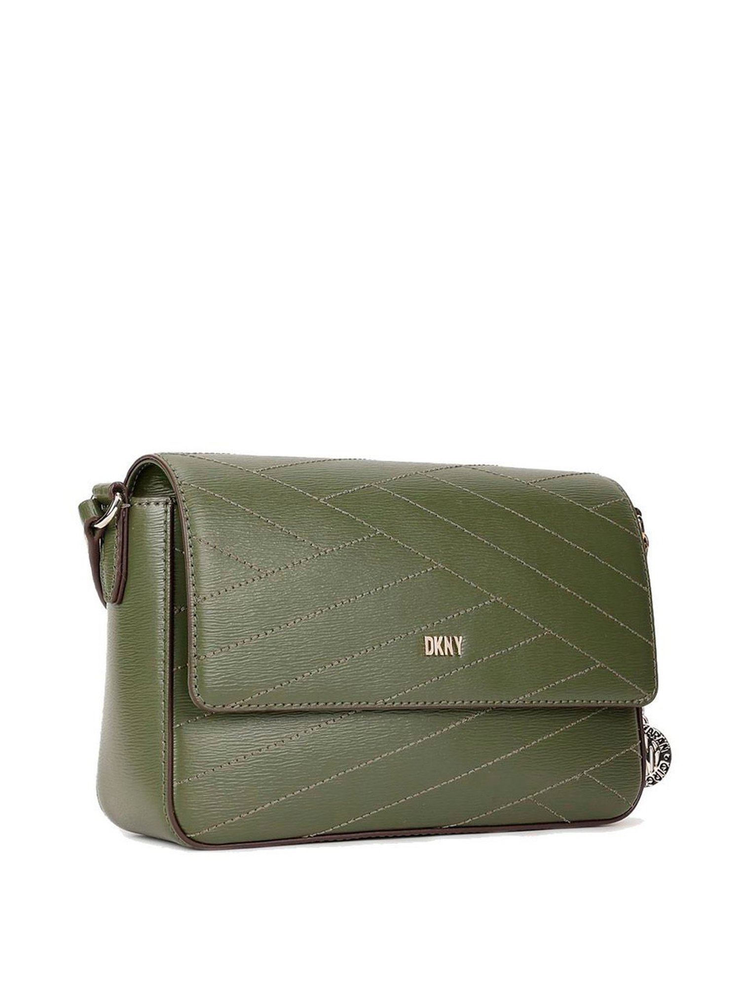 Dkny Green Leather Textured Sling Handbag