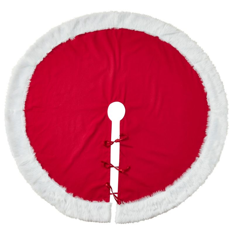 Lakeside 48" Snowy Burlap Christmas Tree Skirt with Doily Cloth