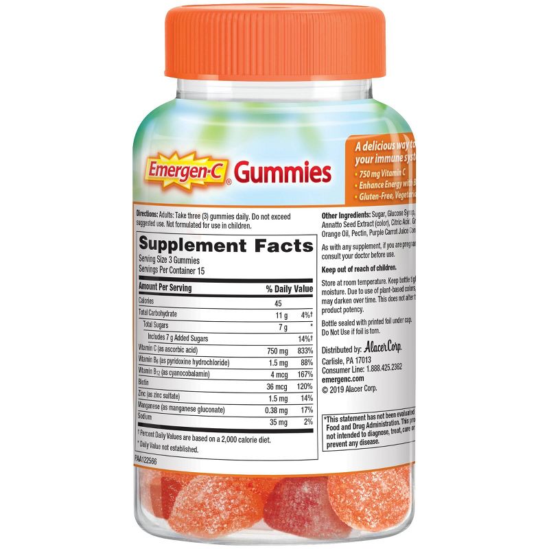 Emergen-C Immune Support Gummies - Orange, Tangerine & Raspberry - 45ct