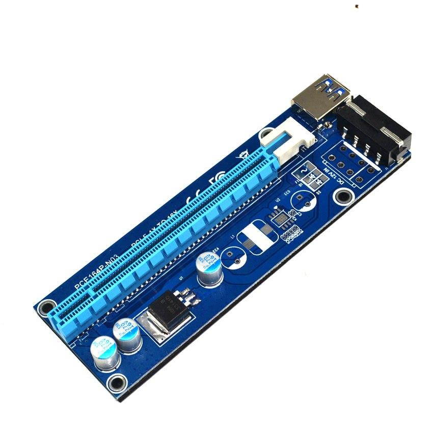 New 6pcs/lot Pci Express Riser Card Pci-e Extender 1X To 16X 60cm Usb 3.0 Cable Sata To 4pin Molex Power For Btc Miner Machine