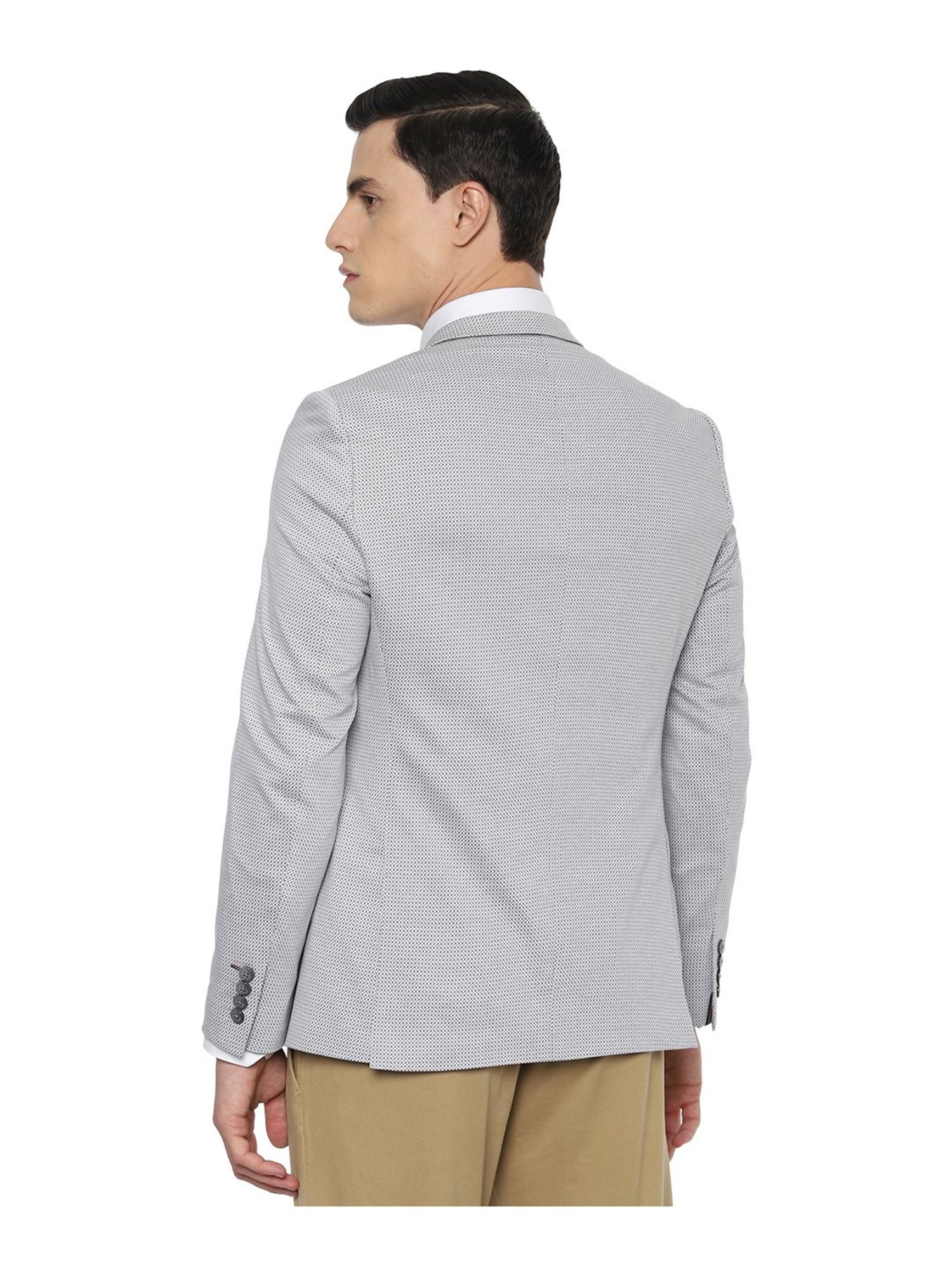 Louis Philippe Grey Full Sleeves Notched Lapel Blazer