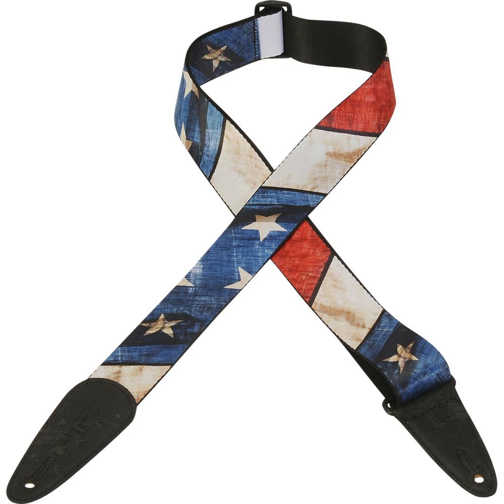 Levy's MDP 2" Polyester Distressed Flag  Guitar/Bass Strap - USA - America