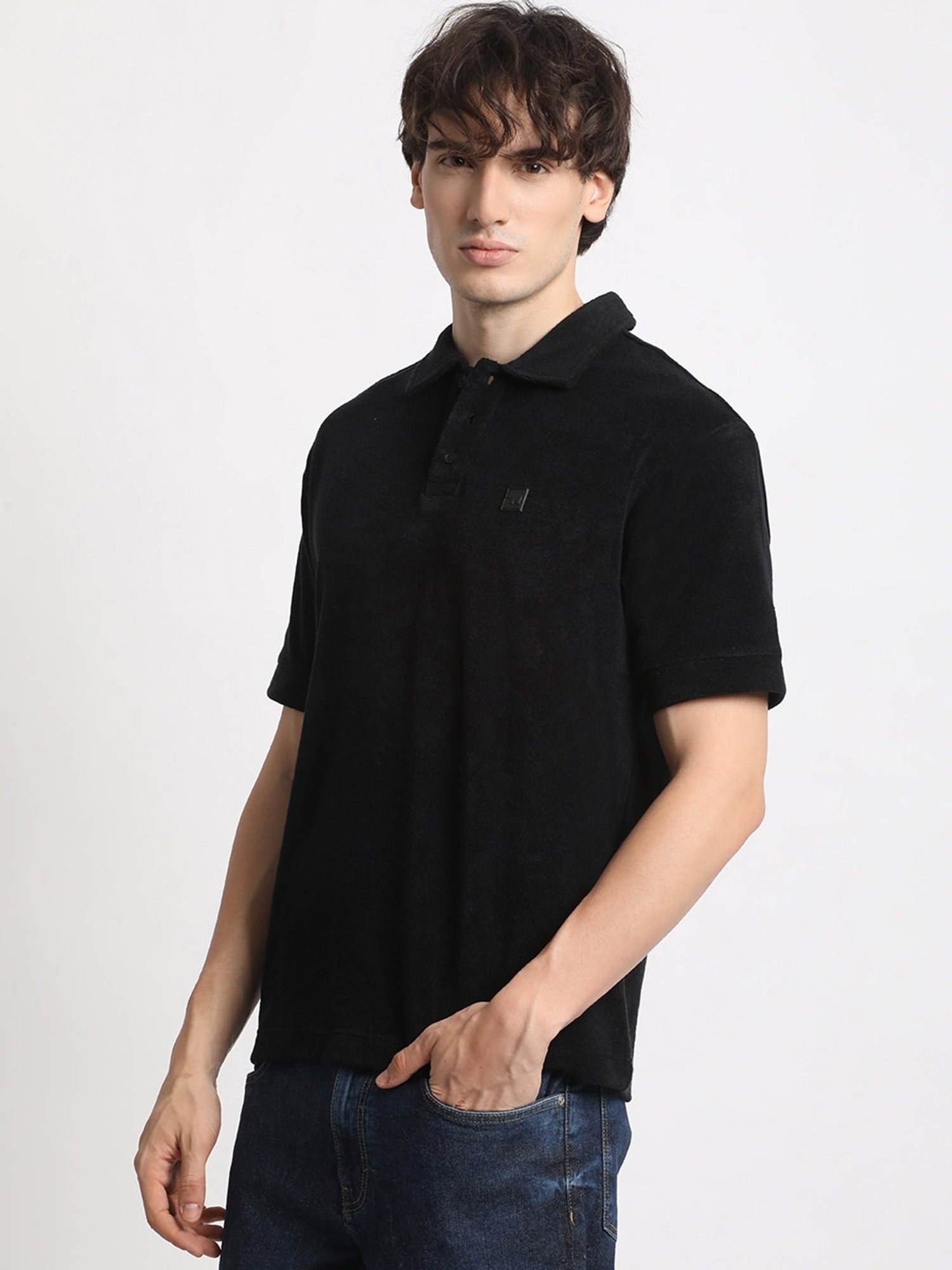 The Bear House Black Relaxed Fit Polo T-Shirt