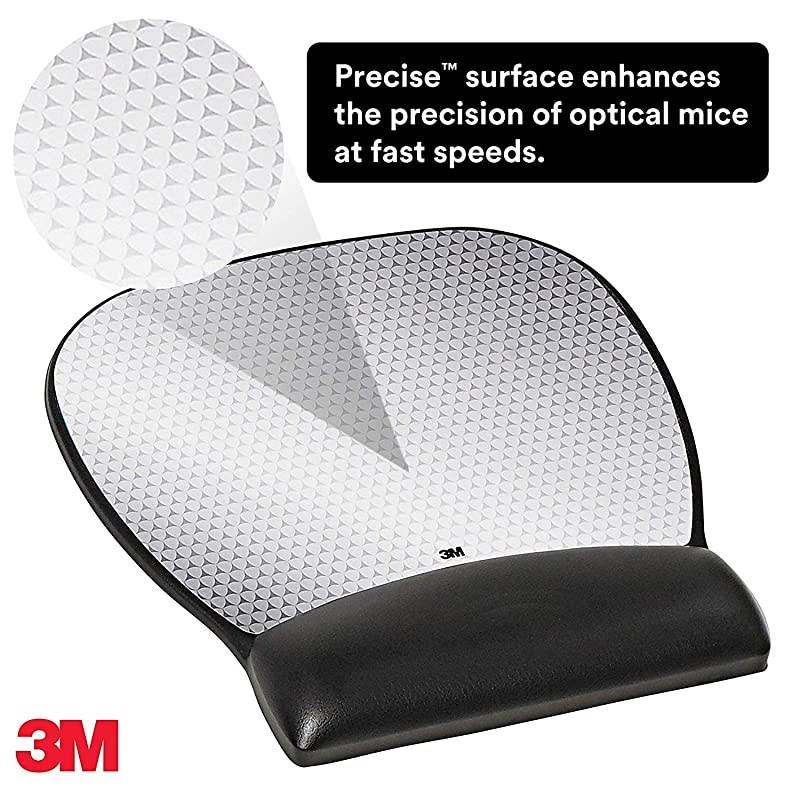 Precise Mouse Pad with Gel Wrist Rest Soothing Gel Comfort with Durable Easy to Clean Leatherette Cover Optical Mouse Performance and Battery Saving Design 92 x 87 Black MW310LE