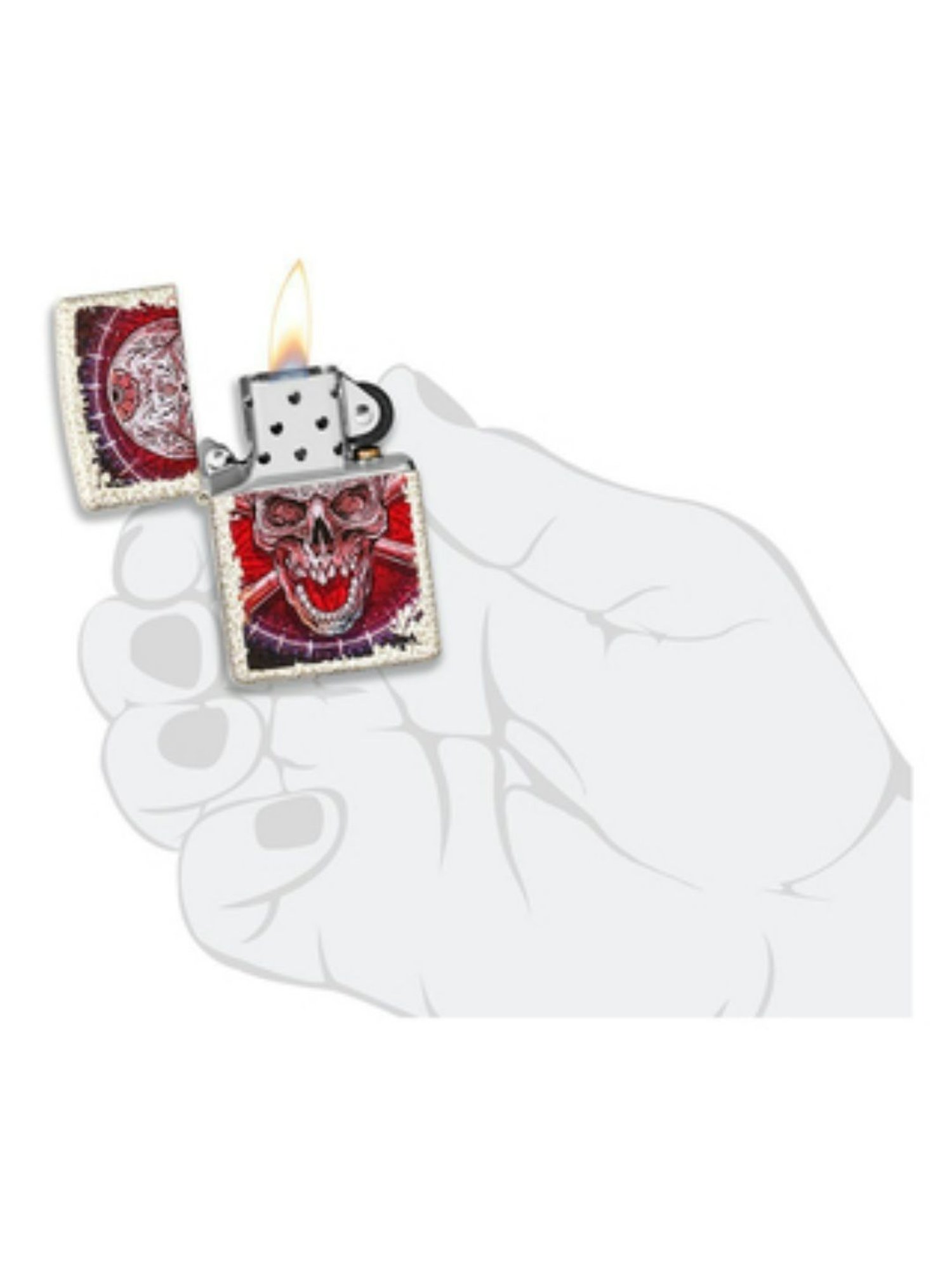 Zippo Ivory & Red Skull Design Brass Pocket Lighter