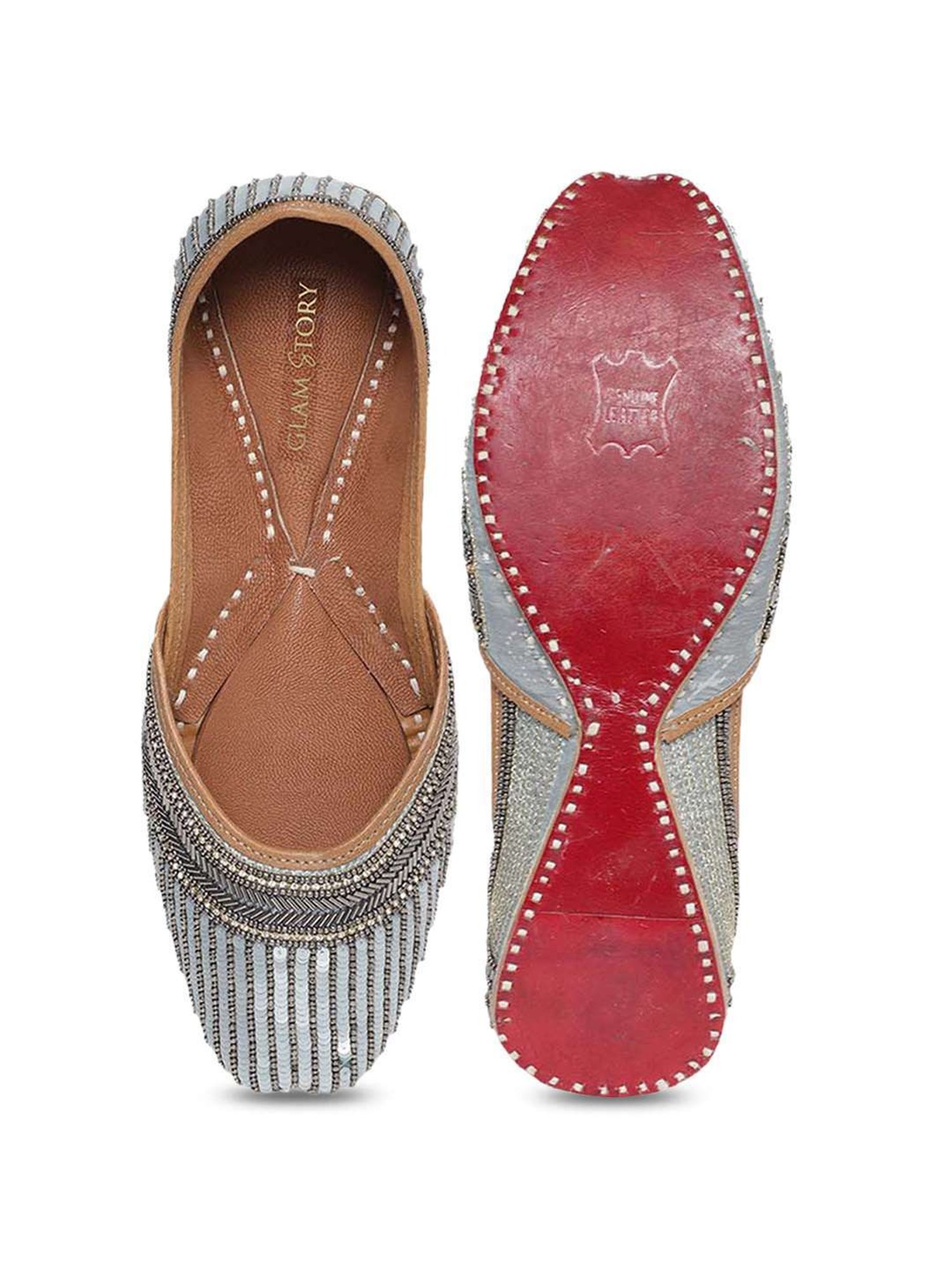 Glam Story Women's Blue Ethnic Juttis