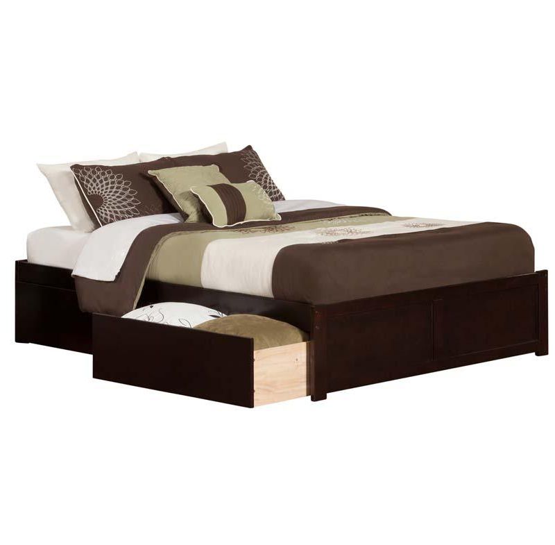 Concord Queen Flat Panel Foot Board w/ 2 Urban Bed Drawers Espresso - Atlantic Furniture