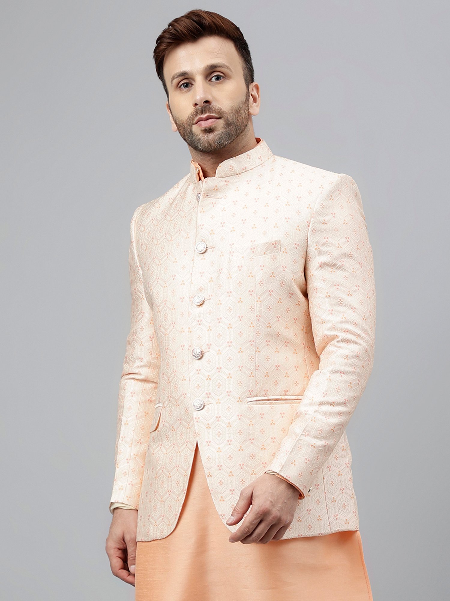 Hangup Peach Regular Fit Ethnic Blazer