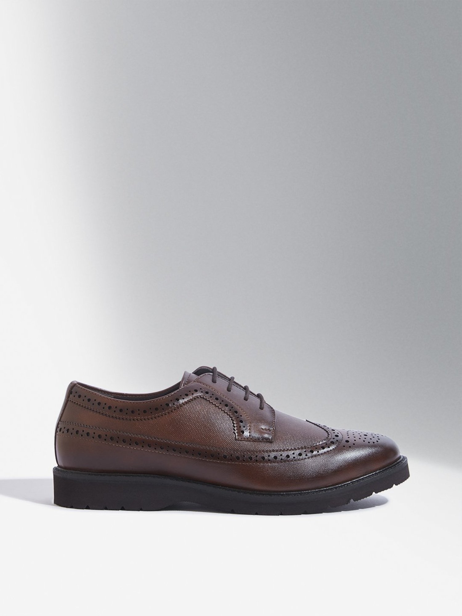 SOLEPLAY by Westside Dark Tan Perforated Lace-Up Shoes