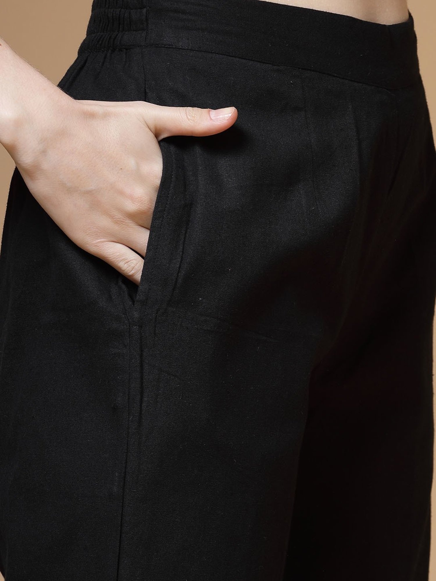 Indibelle Black Cotton Kurta Pant Set