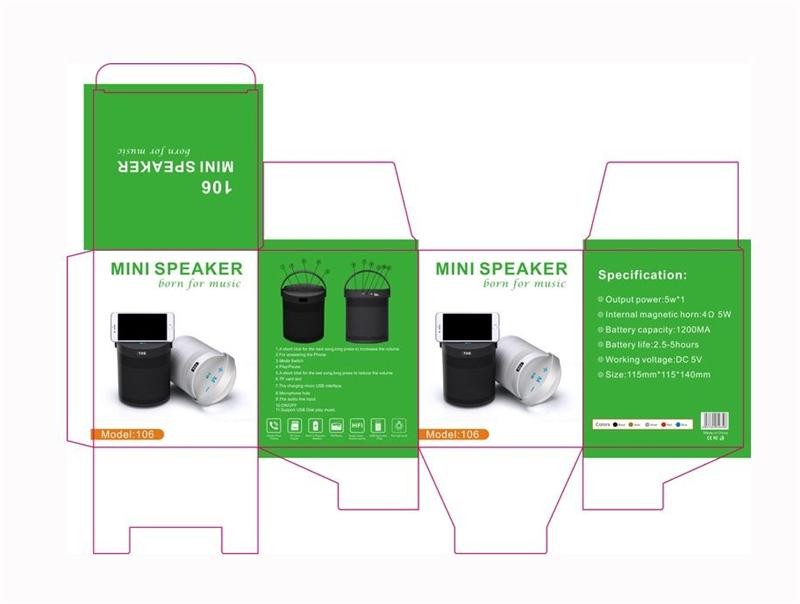 3D Subwoofer Bluetooth Speaker with holder FM Radio TF card USB iphone