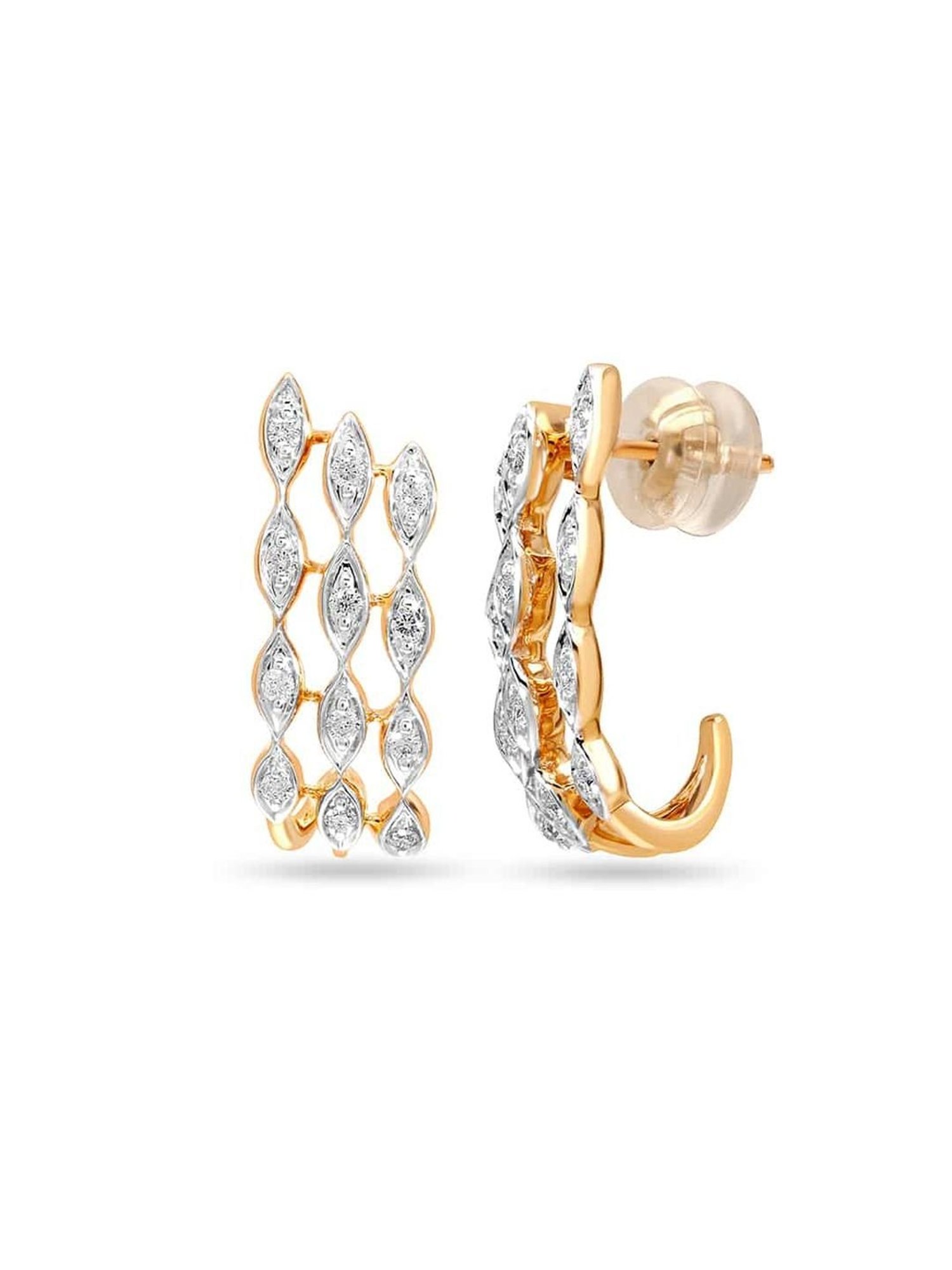 Mia By Tanishq Nature's Finest 14k Gold Intricate Triple Curve Hoop Earrings