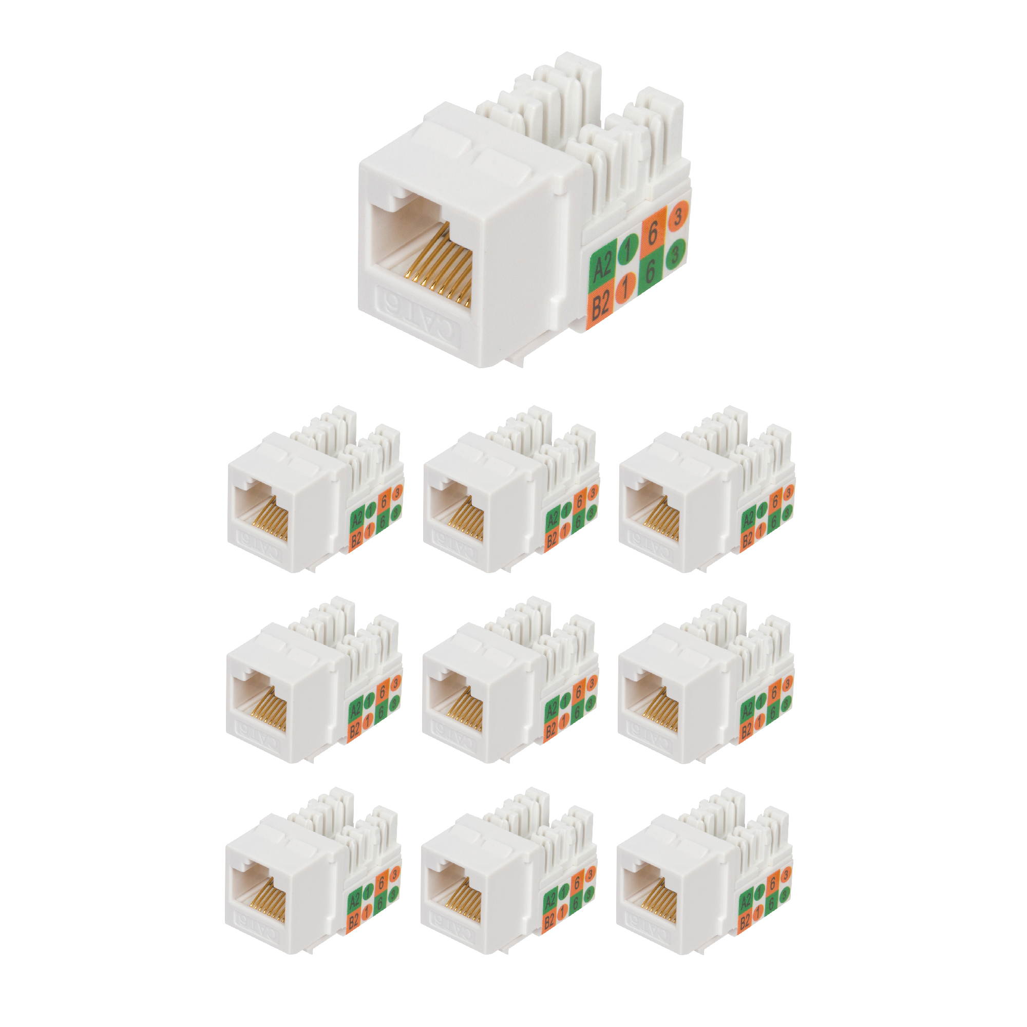 Buyer's Point Cat6 RJ45 90-Degree Keystone Jack, Punch Down Keystone Jack Adapter White (10 Pack)