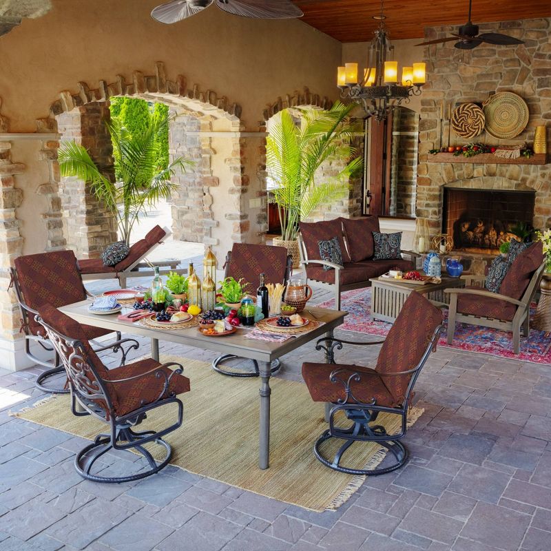 Arden Selections Azulejo Medallion Outdoor High Back Dining Chair Cushion