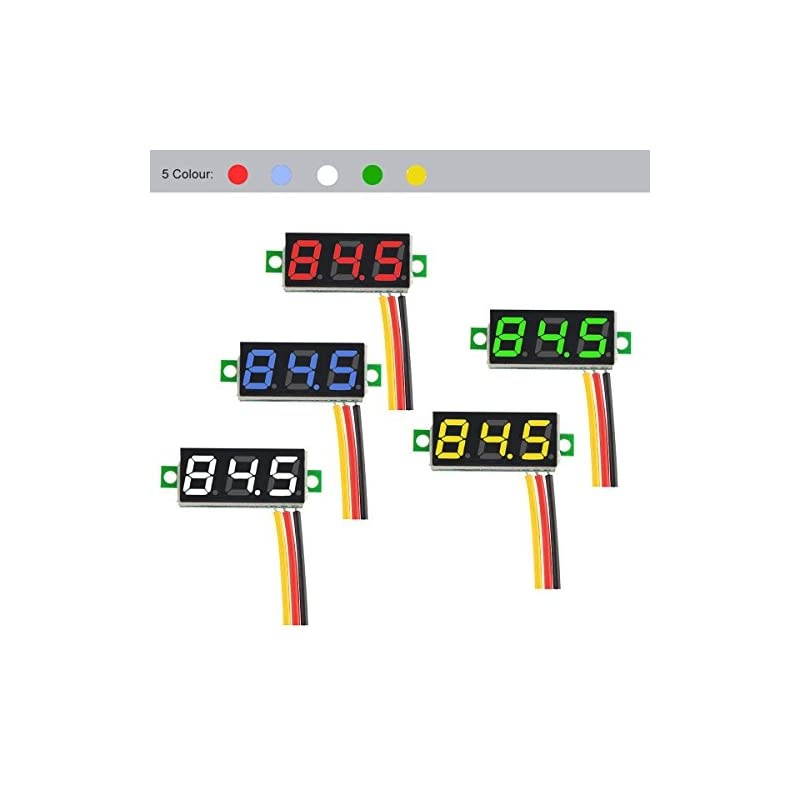 5pcs Mini Digital Voltmeter DC 028 Inch ThreeLine DC 0100V Mini Digital Voltmeter Gauge Tester LED Display Reverse Polarity Protection and Accurate Pressure Measurement 5 Colours