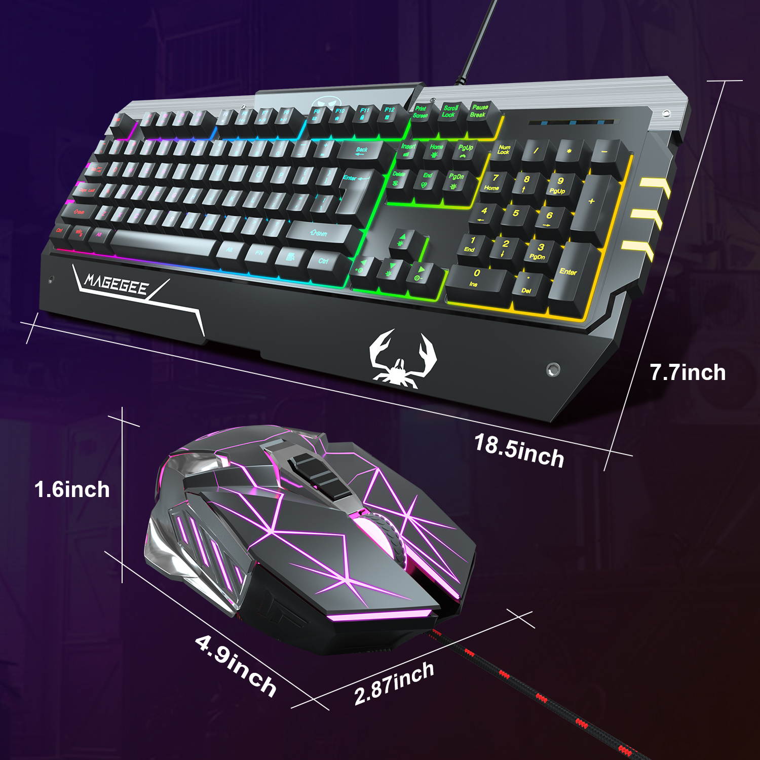 USB RGB Gaming Keyboard and Mouse Combo, GT817 104 Key Rainbow Backlit Keyboard and Mouse Set, Computer Keyboard USB Wired Mouse for Windows PC Gamers (RGB Backlit)