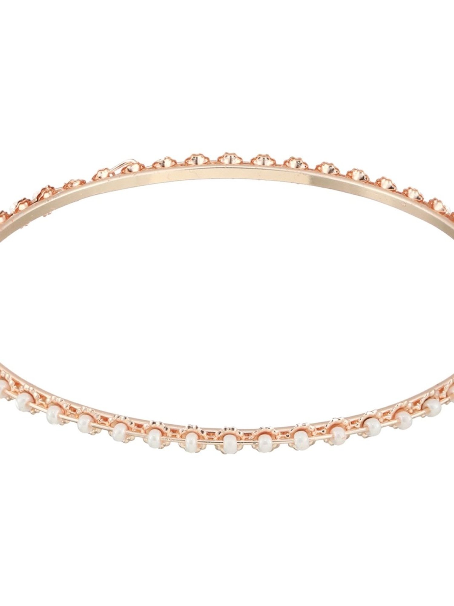 Aatmana Rose Gold-Plated & White Pearl Beaded Bangles for Women (Set of 12) - 2.4
