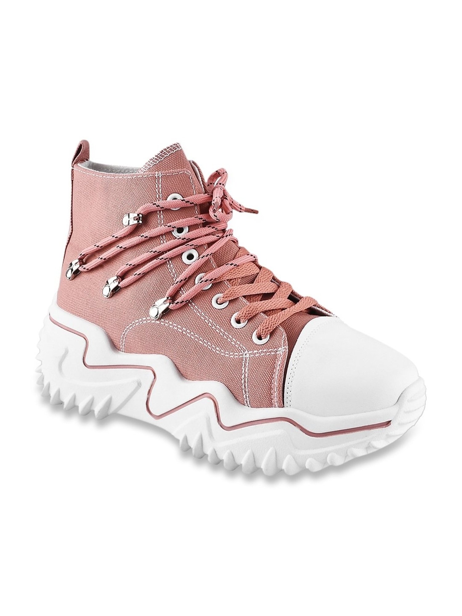 The White Pole Women's Pink Ankle High Sneakers