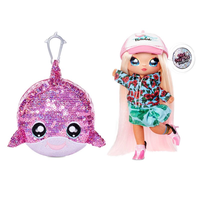 Na! Na! Na! Surprise 2-in-1 Fashion Doll and Sparkly Sequined Purse Sparkle Series – Krysta Splash 7.5" Surfer Doll
