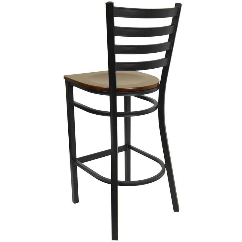Ladder Barstool Saddle Seat Black - Riverstone Furniture Collection