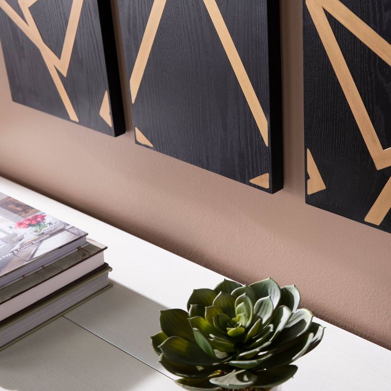 (set of 3) 12" x 36" Camkent Decorative Wall Panels Black/Gold - Southern Enterprises