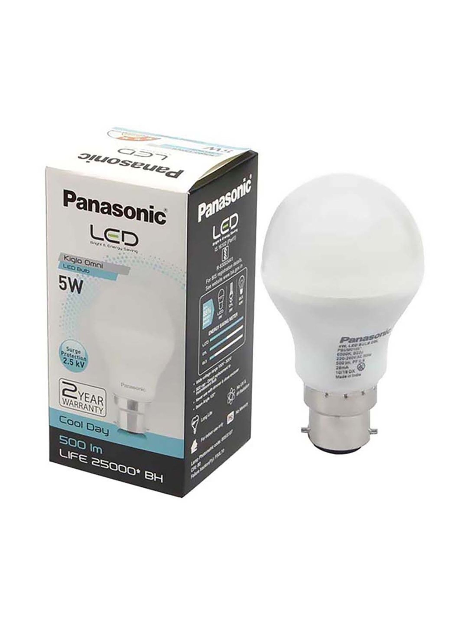Panasonic B22 5Watt LED Bulb - Pack of 4 (Cool Day Light)