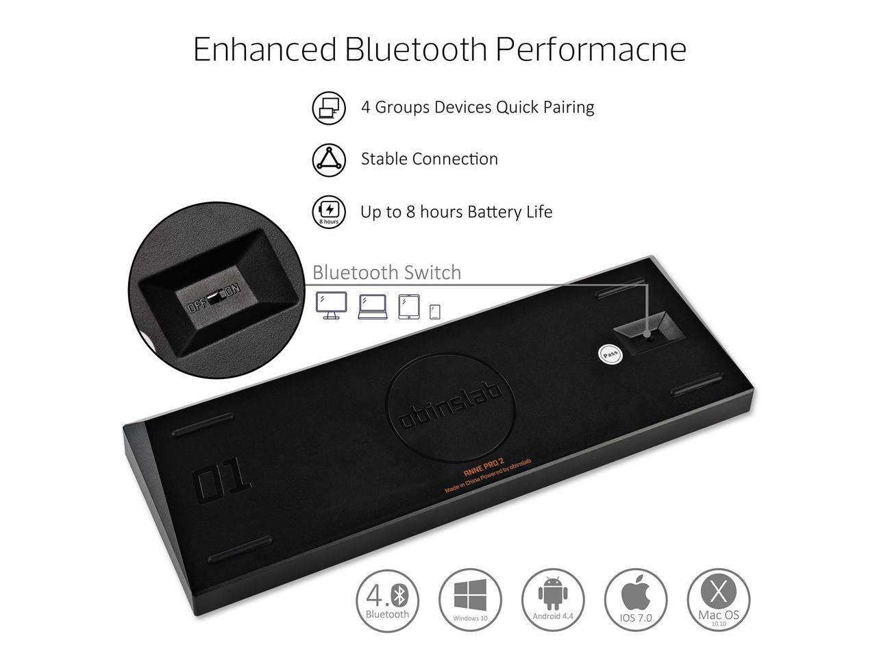 Anne Pro 2 Mechanical Keyboard 60% RGB Wired/ Wireless Bluetooth 4.0 PBT Type-c Kailh Red Switch -Black